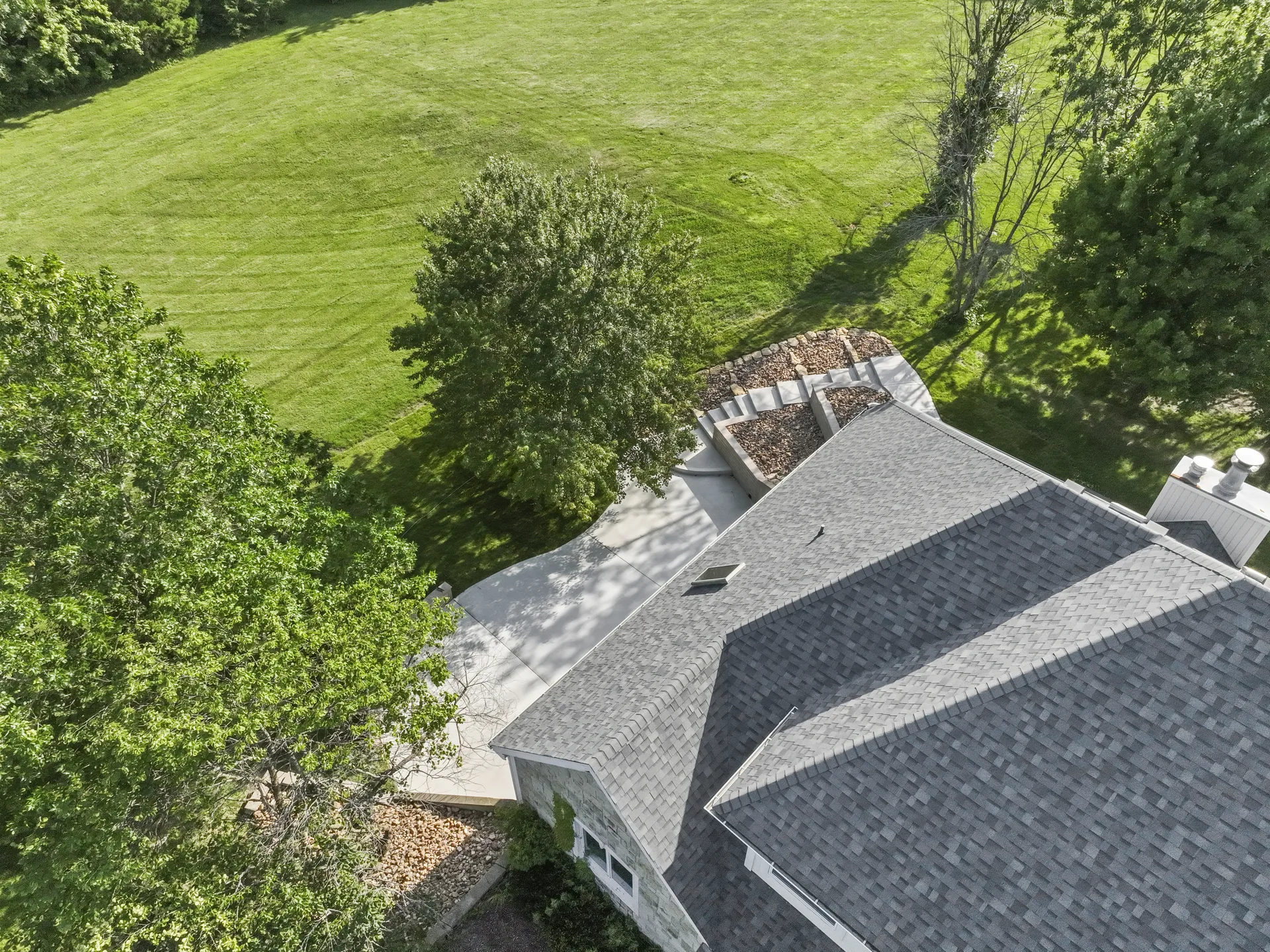 Overhead view of the concrete and block wall layout