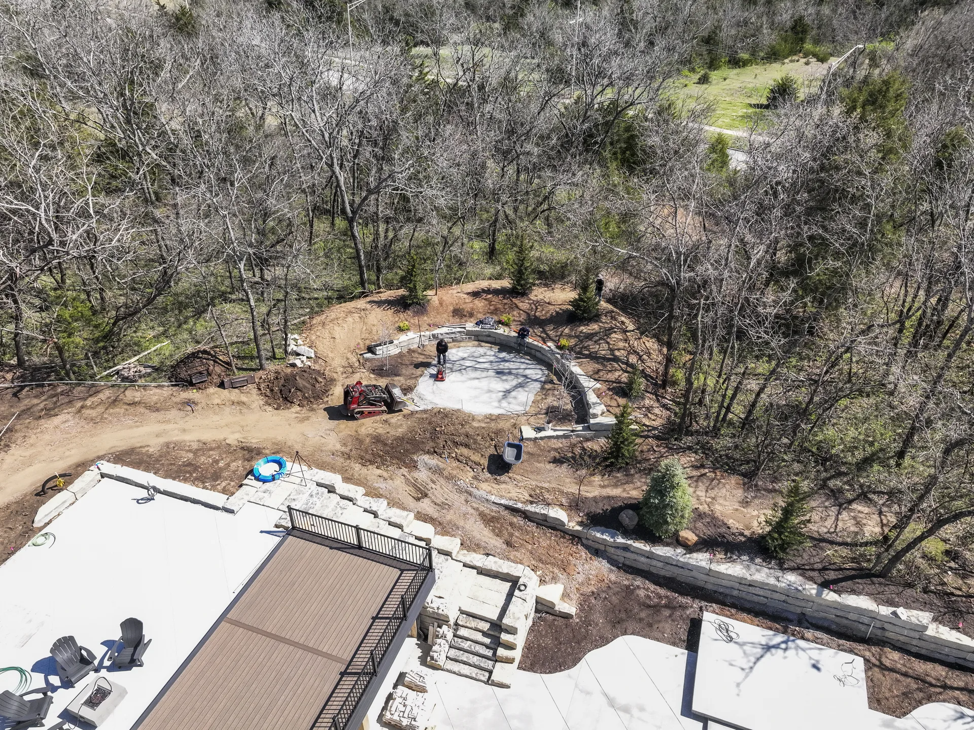 Curved work area visible from above the property