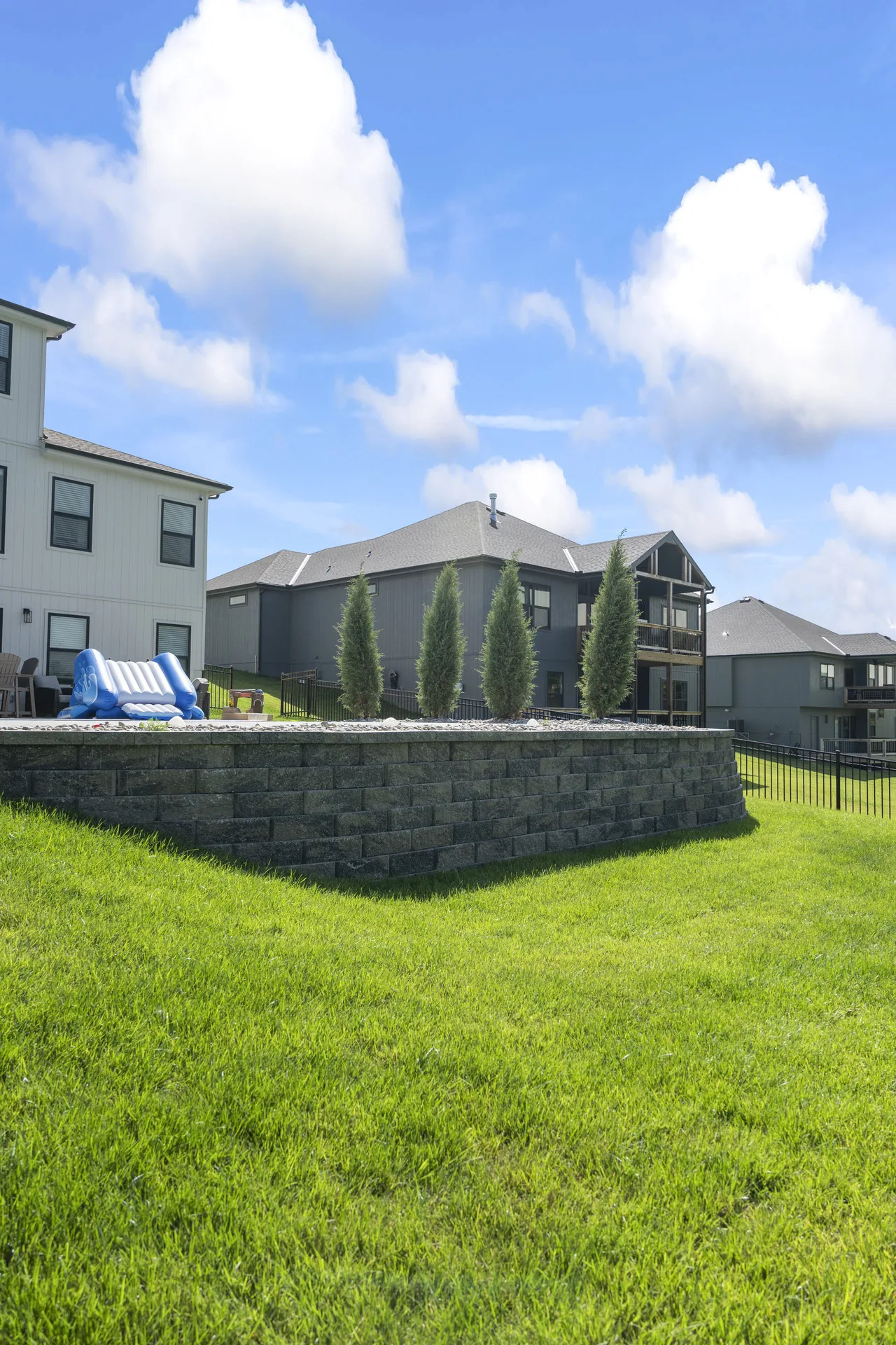 Lawn-facing side of the pool retaining wall